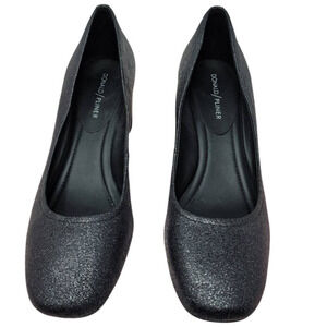 Donald Pliner Corin Black Silver Sparkle Business Work 2.5" Heels Women's  9.5